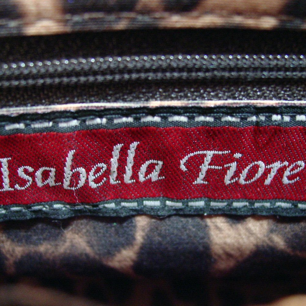 ISABELLA FIORE Beaded Floral Studded Crystals Wooden Handle Satchel Handbag - Picture 9 of 12